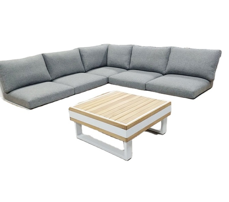 New Arrival Luxury Quality Fashionable Wood l Shaped Grey Couch Living Room Outdoor Sofa Garden Furniture Sofa Bed