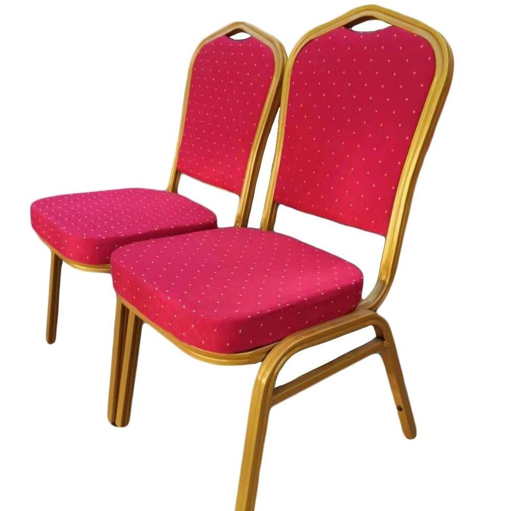 Popular Hotel Furniture Fabric Cloth Covering Aluminium Alloy Frame Red Banquet Chairs