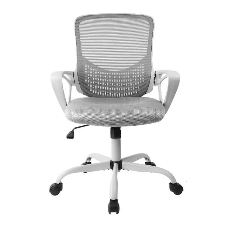 Gray Office Chair Ergonomic Desk Task Mesh Chair With Armrests Swivel Adjustable Height Chairs