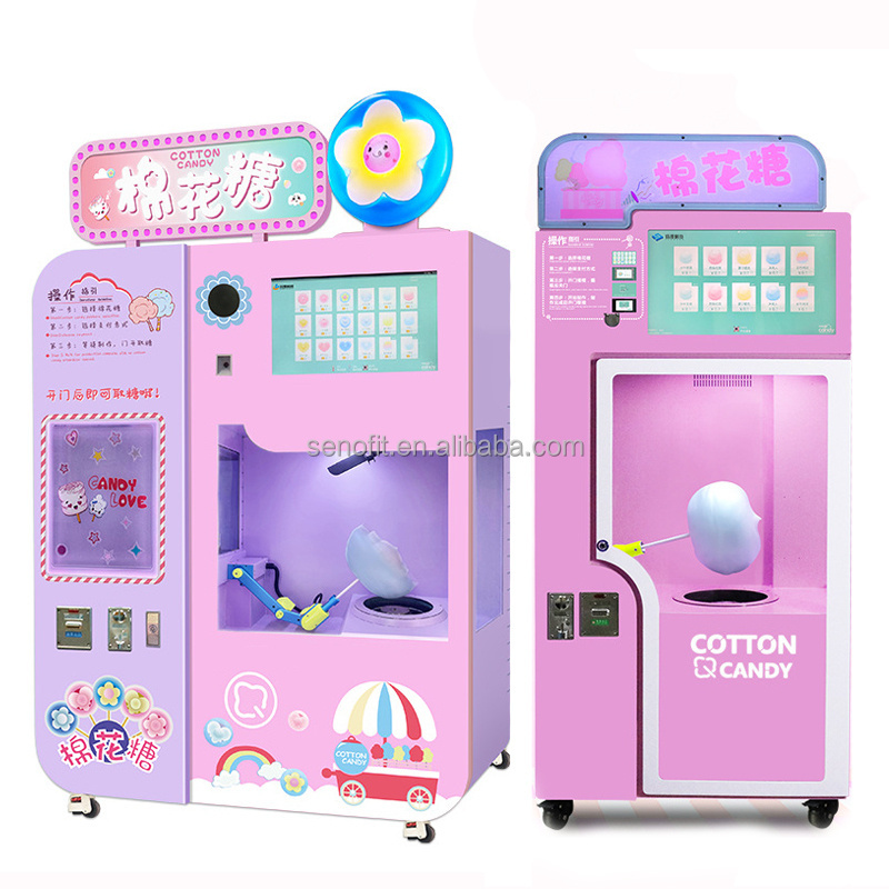 SENAO New Design Automatic Cotton Floss Candy Machine Cotton Candy Vending Machine