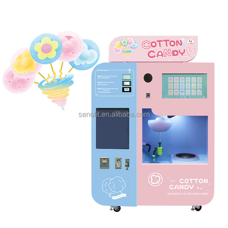 SENAO New Design Automatic Cotton Floss Candy Machine Cotton Candy Vending Machine