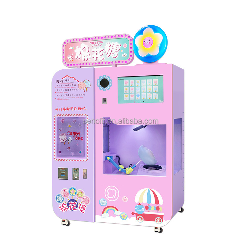 SENAO New Design Automatic Cotton Floss Candy Machine Cotton Candy Vending Machine