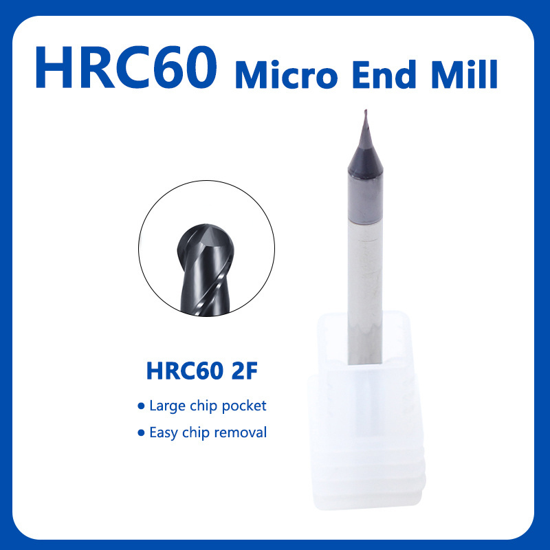 Changzhou Original Indexable Milling Cutters 2 Flutes Hrc60 R0.1/R0.2 Square Micro End Mills