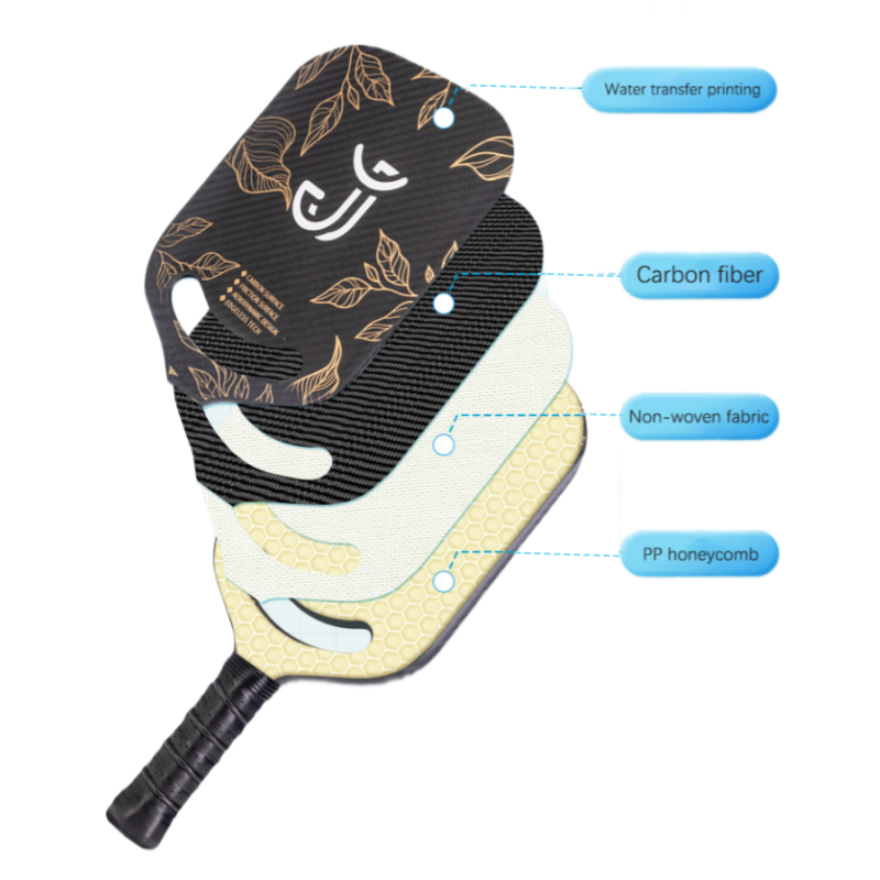 Halo Customizable Outdoor Pickleball Paddle Set PP 2 Paddles PU Leather Cover Carbon Fiber Features Custom Rough Surface