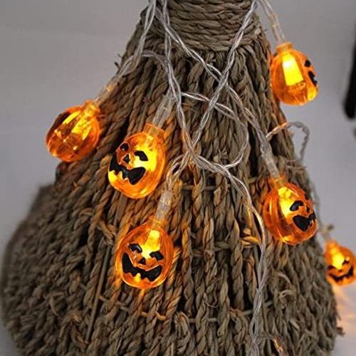 SHENPU Solar Halloween Pumpkin Lights 30 LED Battery Operated String Lights for Indoor Outdoor Halloween Party Decoration