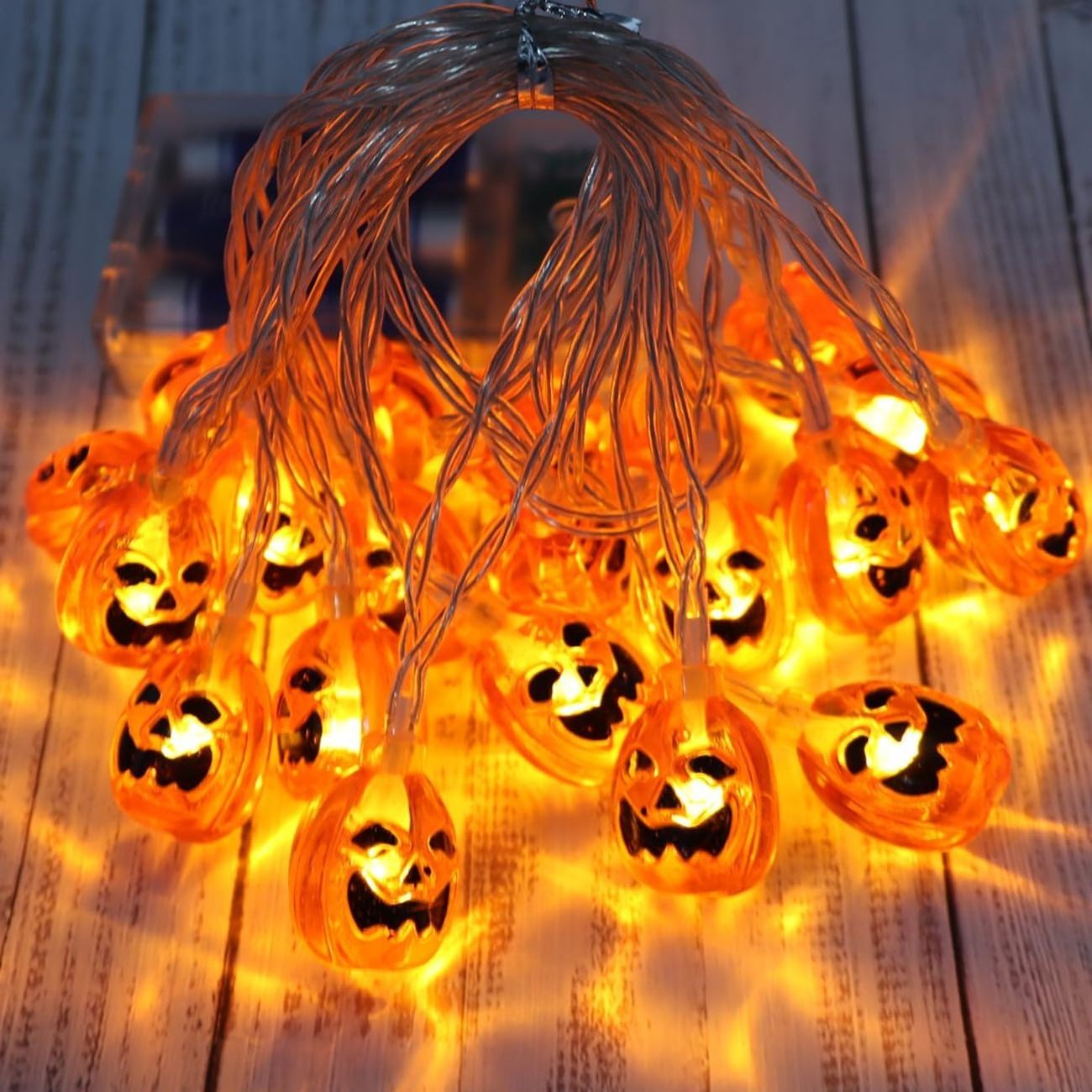 SHENPU Solar Halloween Pumpkin Lights 30 LED Battery Operated String Lights for Indoor Outdoor Halloween Party Decoration