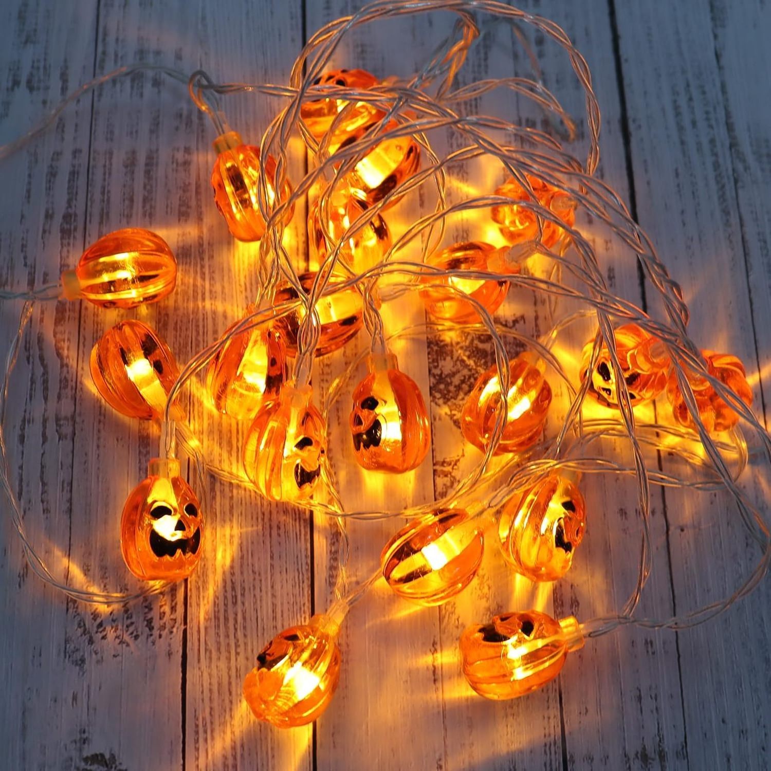 SHENPU Solar Halloween Pumpkin Lights 30 LED Battery Operated String Lights for Indoor Outdoor Halloween Party Decoration