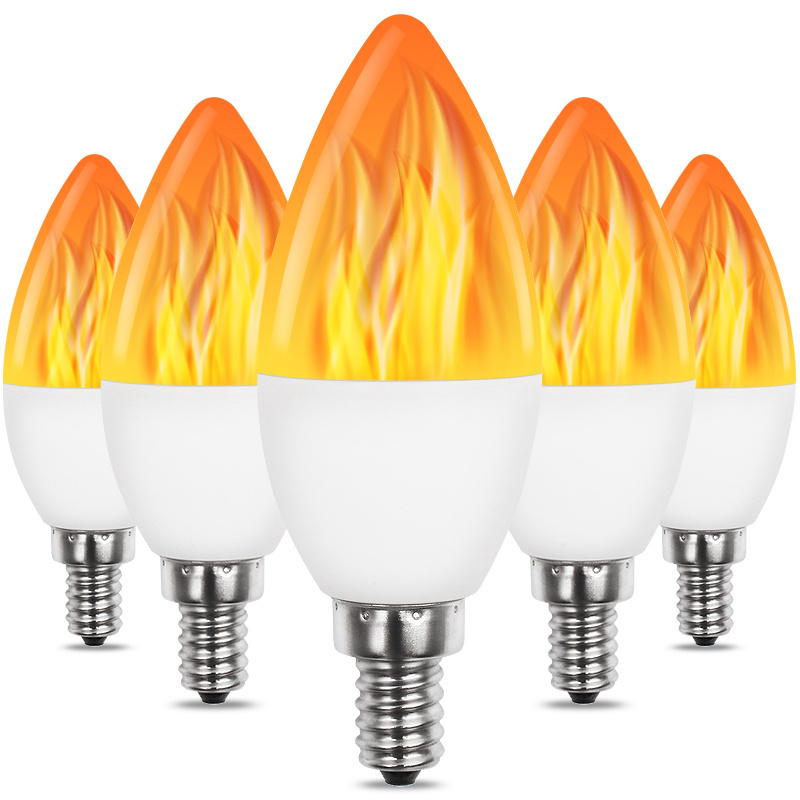 SHENPU Wholesale 3 Modes LED Flame Effect Fire Light Bulb E12 Flickering Flame