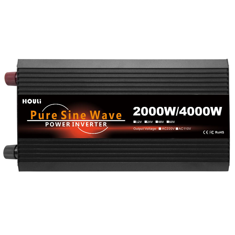 HOULI 12v to 220v Pure Sine Wave Inverter Dc 12v 24v 48v To Ac 220v Inversor De Onda Pura 4000W 3000W 2600W 220v With Display