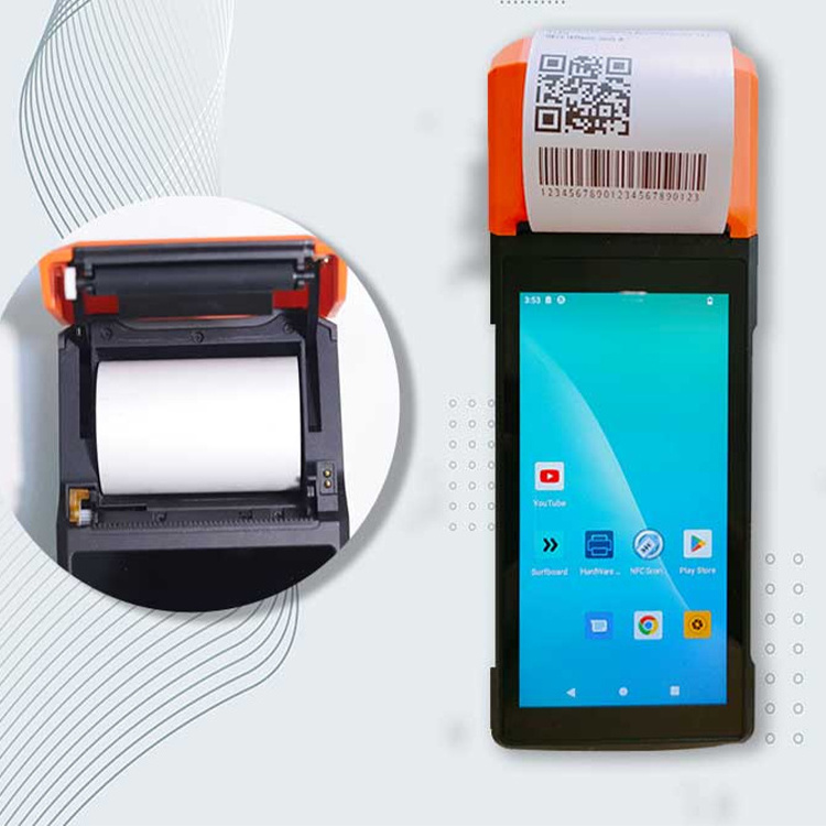 H10C New Design 5.5 Inch Touch Screen All In One Handheld Android Pos Machine with 58mm Thermal Printer Portable POS