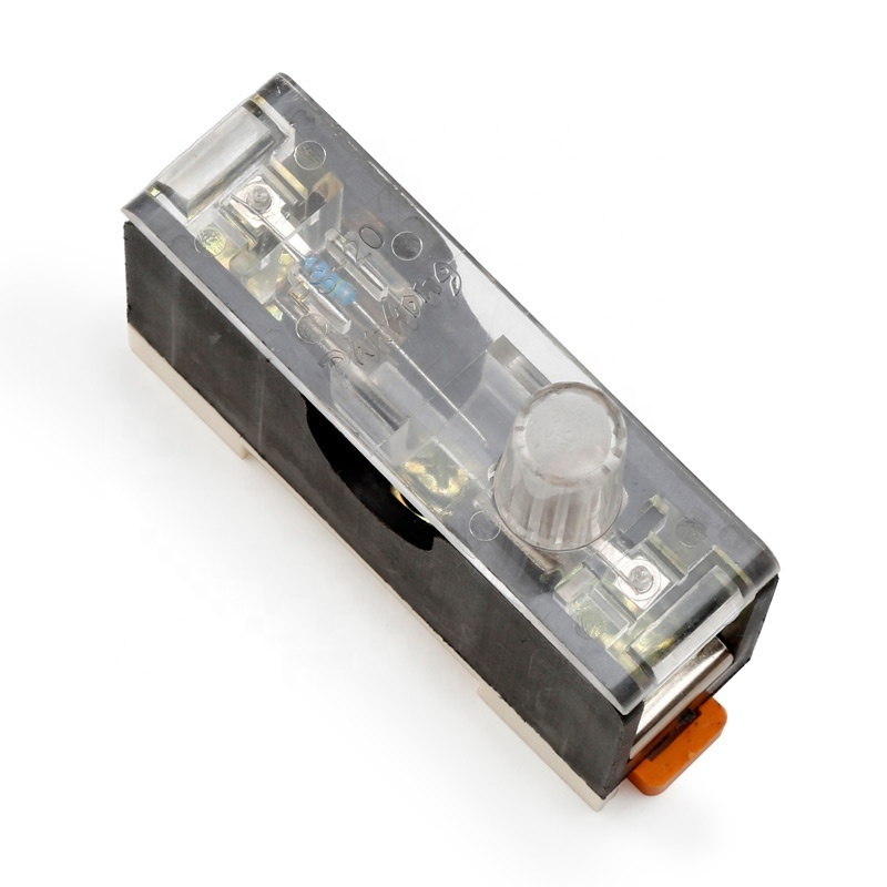 FS-20 FS-101 FS-10 35mm Din Rail Mount Single Pole 6x30mm Fuse Holder with indicator light Glass Tube Cartridge Fuse AC 250V 10A