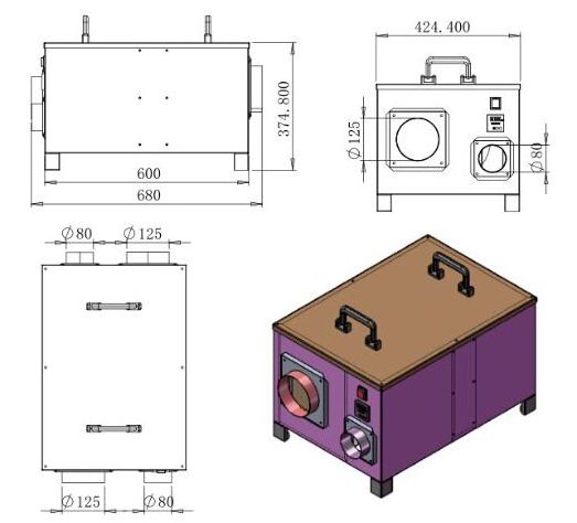 2.5kg/H industrial desiccant dehumidifier