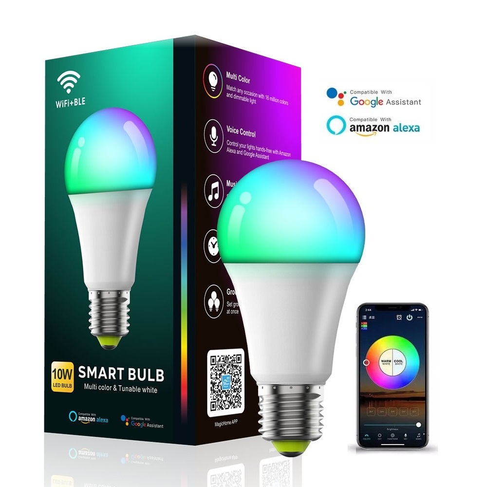 Amazon popular Alexa and Google WiFi Led Bulb 9W 10W RGB Smart LED Light Bulbs