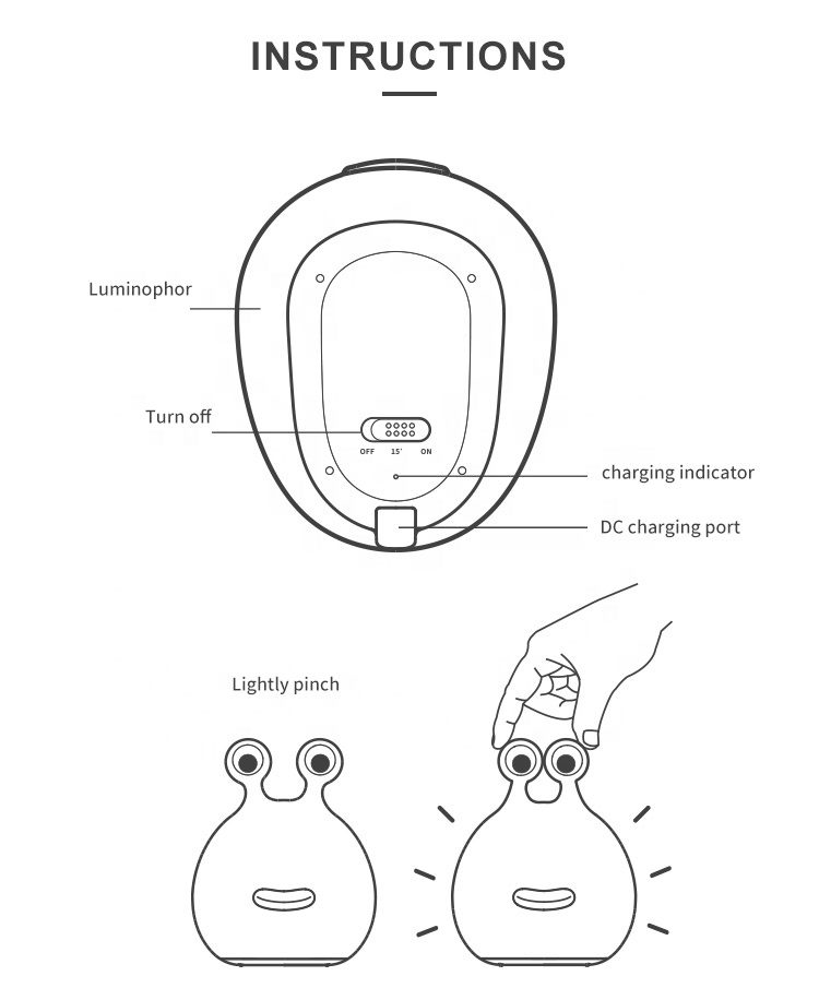 Slug Cartoon child sleep Silicone night light bedroom silicone pat decompression baby bedside night lamp