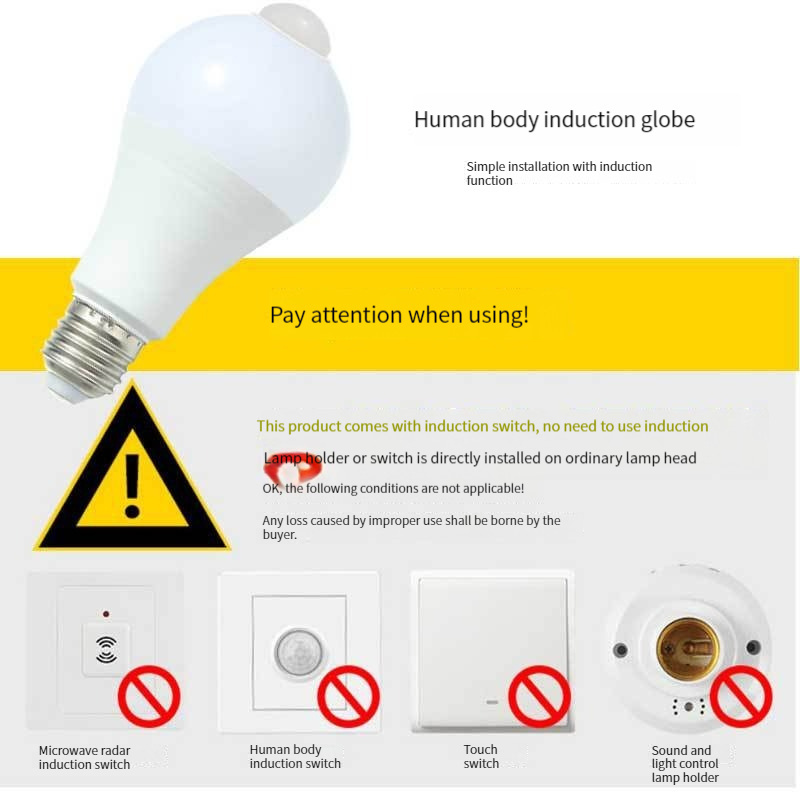 led light bulb e27 screw human body sensor bulb light hallway corridor motion sensor light bulb