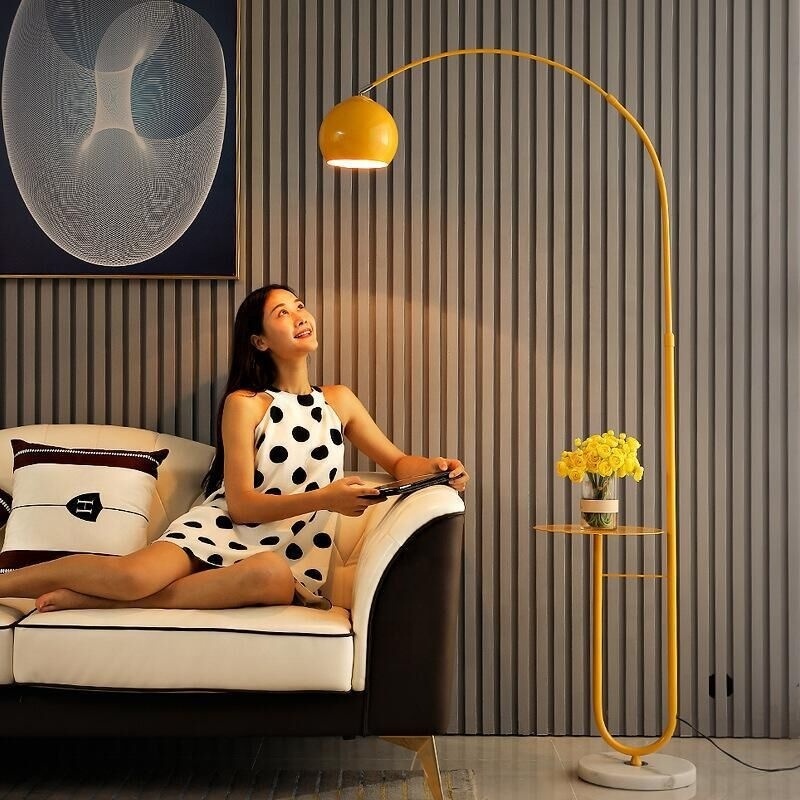 Modern Floor Lamp LED Standing Lamp With Round Table Art Deco Living Room Sofa Reading Lights Hotel Bedroom Bedside Lights