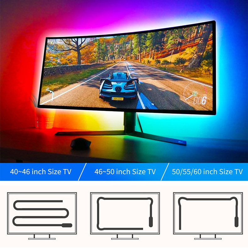 Smart bluetooth appTV music ambient light bar 5v5050rgb led gaming ambient backlight strip