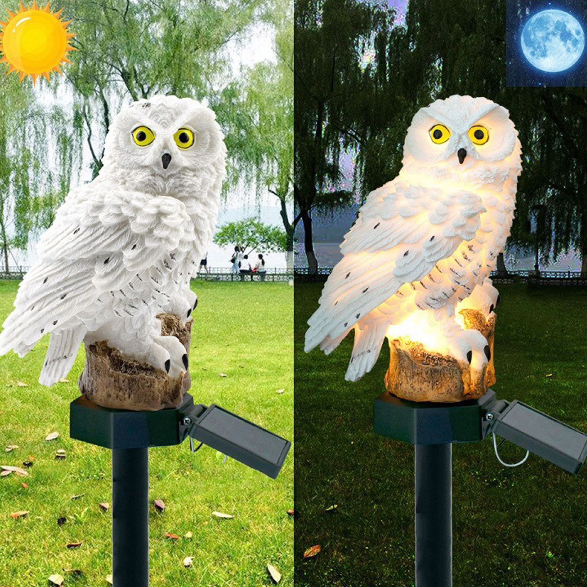 Waterproof Solar Garden Decoration Cartoon Resin owl Animal Landscape Decoration Lawn Garden Light