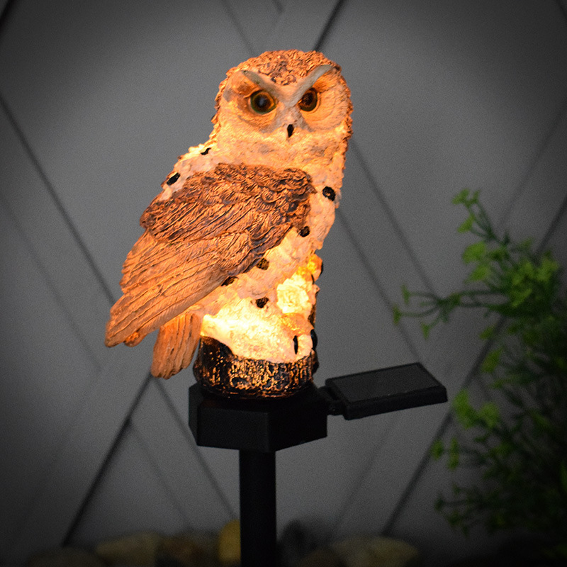 Waterproof Solar Garden Decoration Cartoon Resin owl Animal Landscape Decoration Lawn Garden Light