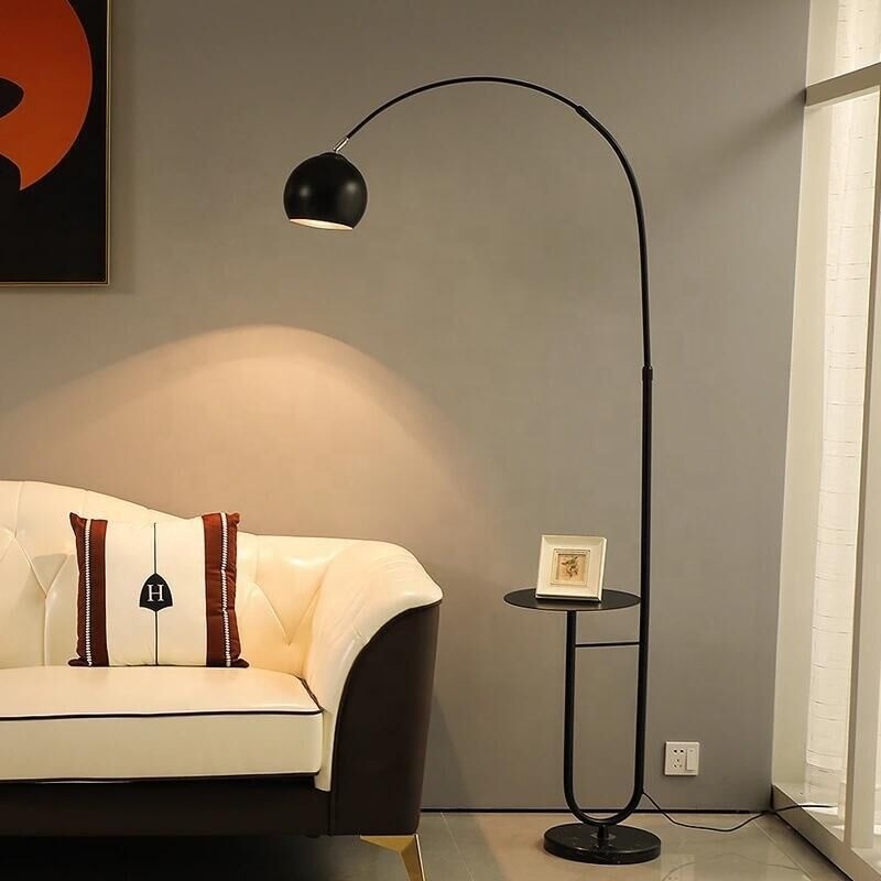 Modern Floor Lamp LED Standing Lamp With Round Table Art Deco Living Room Sofa Reading Lights Hotel Bedroom Bedside Lights