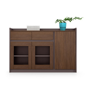 Low Cabinet With Shelves Credenza 3 Doors With Glass Doors Office File Cabinet Melamine - E1 Office Furniture Low File Cabinet