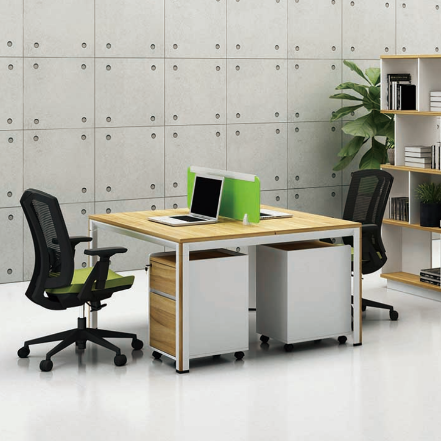 2 Person Office Modular Cubicle Desk With Drawer Partition Workstation Desk Staff Workstation Desk Open Office Workstation