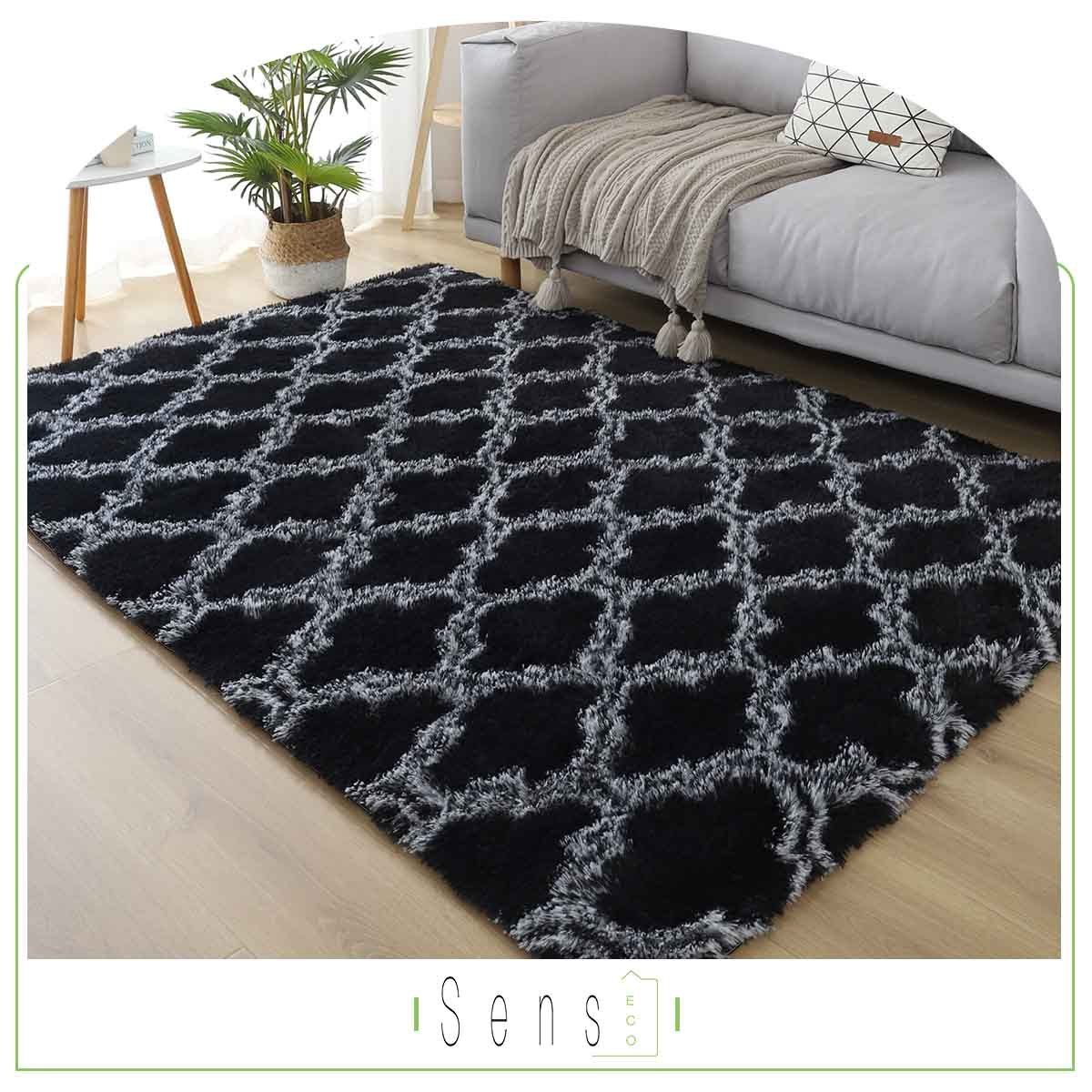 Chinese Top Manufacturer Living Room Broadloom Carpet Tie Dye Black Rugs Long Haired Plush Carpet Elegant