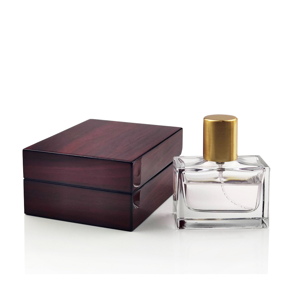 Design your own perfume bottle 30ml small size luxury empty glass perfume bottle with display wooden box package