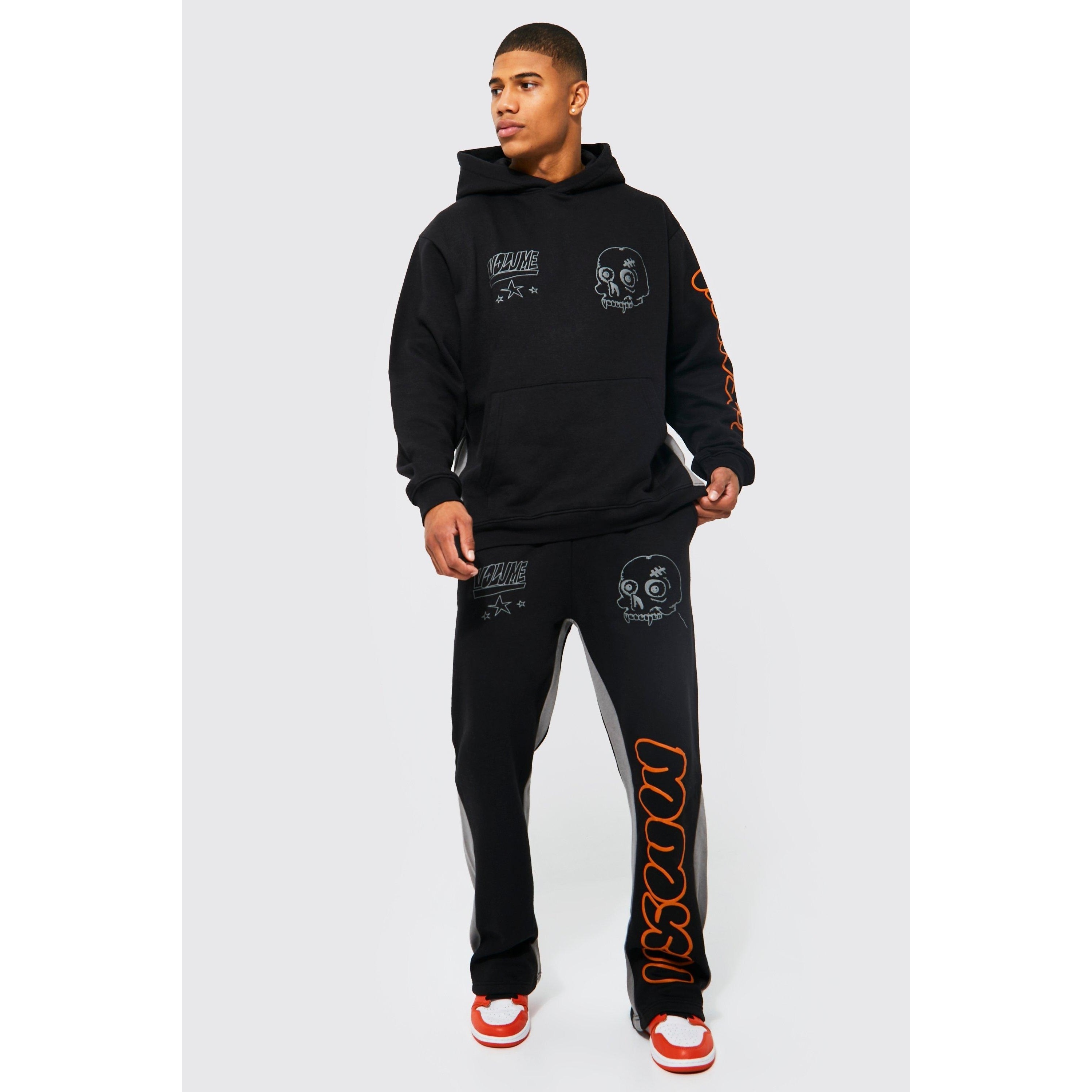 French Terry Hoodie Sweatpants Tracksuit Customized Cut Edge Two Piece Set Puff Printing Tracksuits Men 100% Cotton Sweat Suits