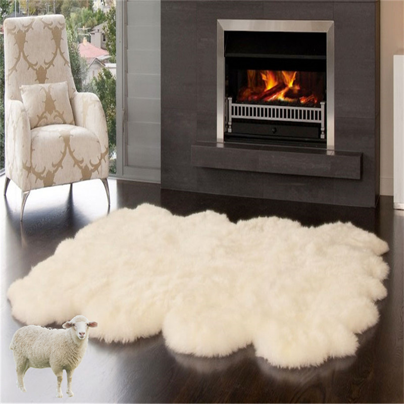 real merino sheep wool fur hide carpet throw