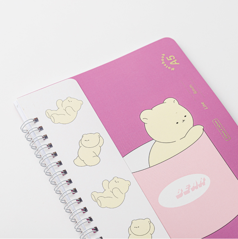 Custom Japanese Style Little Fresh Student Notebook Children Cartoon bear spiral Notebook