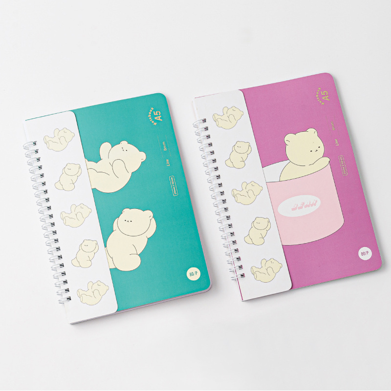 Custom Japanese Style Little Fresh Student Notebook Children Cartoon bear spiral Notebook