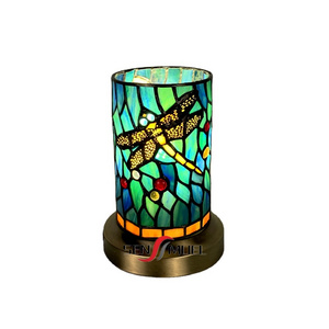 Sensmuel Lighting Hand Welded Church Glass Tiffany Desk Lamp