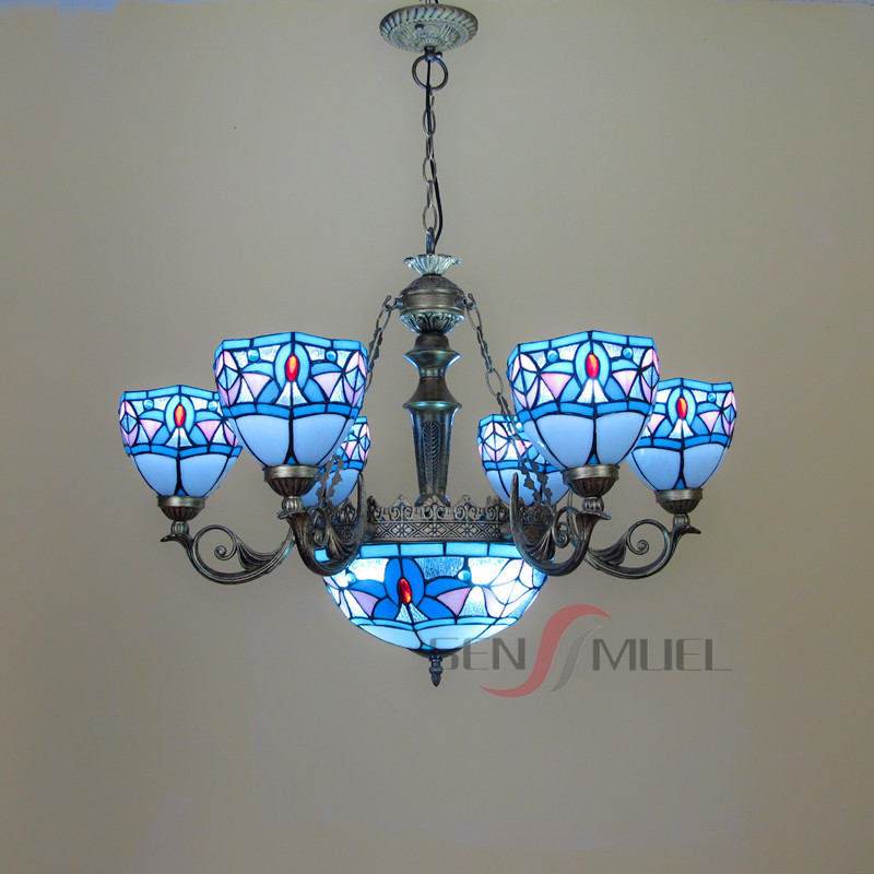 Mediterranean chandelier modern art deco lighting Tiffany style chandelier long chandelier