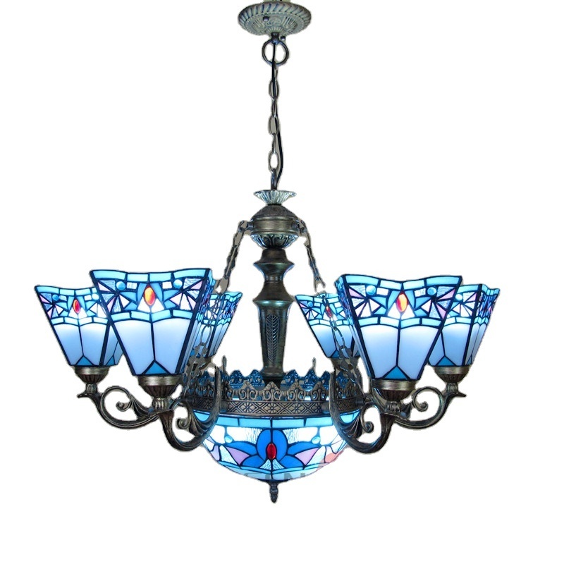 Mediterranean chandelier modern art deco lighting Tiffany style chandelier long chandelier