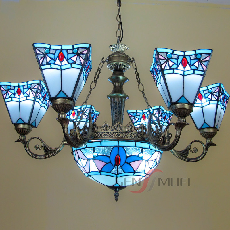 Mediterranean chandelier modern art deco lighting Tiffany style chandelier long chandelier