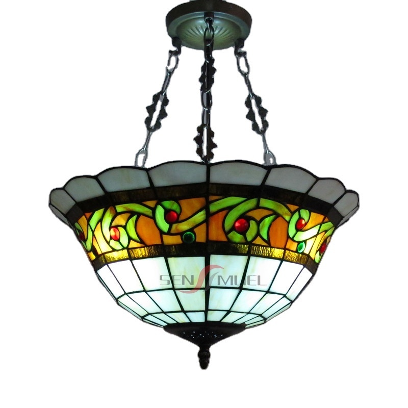 Mediterranean style home decoration stained glass ceiling lighting chandelier