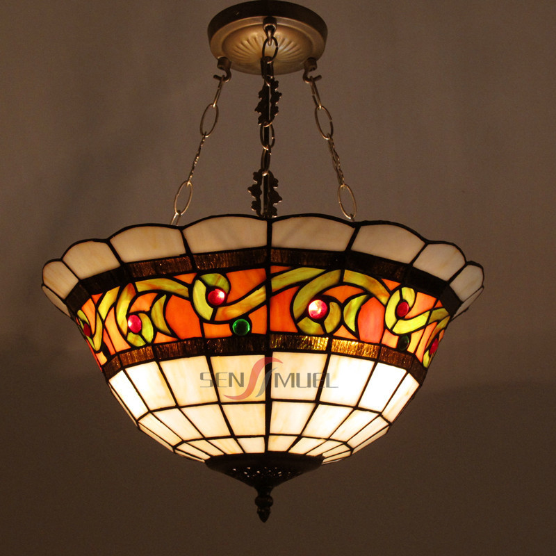 Mediterranean style home decoration stained glass ceiling lighting chandelier