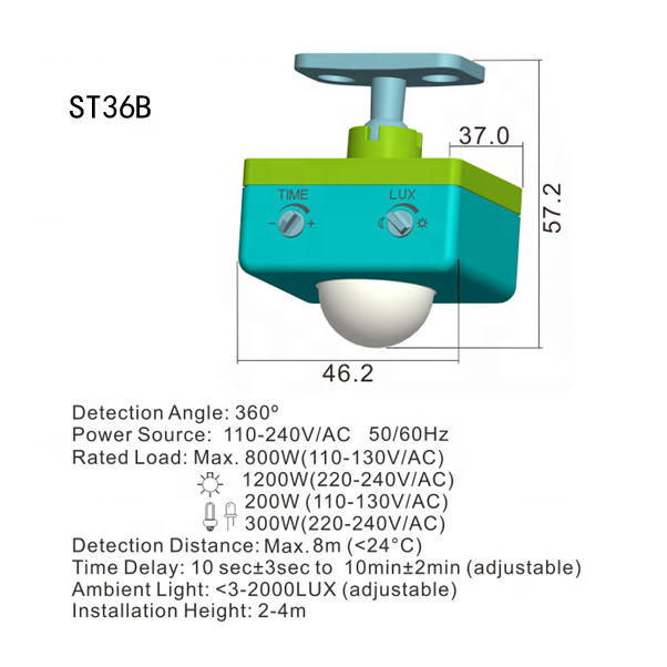 Ceiling Mount Sensor  ST36B  360 Degree detector  Infrared Pir Motion Sensor