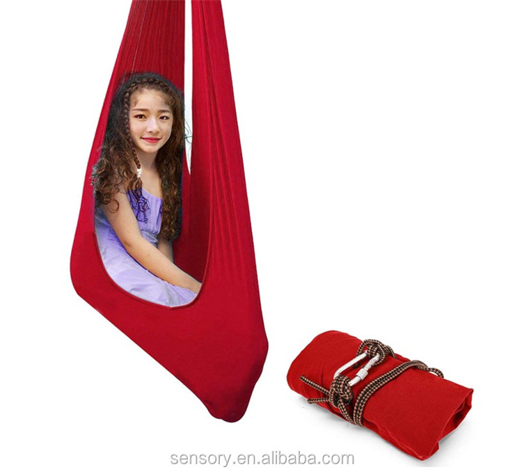 Popular Compression Red Nylon Elastic Therapy Autism Hammock Sensory Swing For Adults And Kids Indoor Outdoor uk