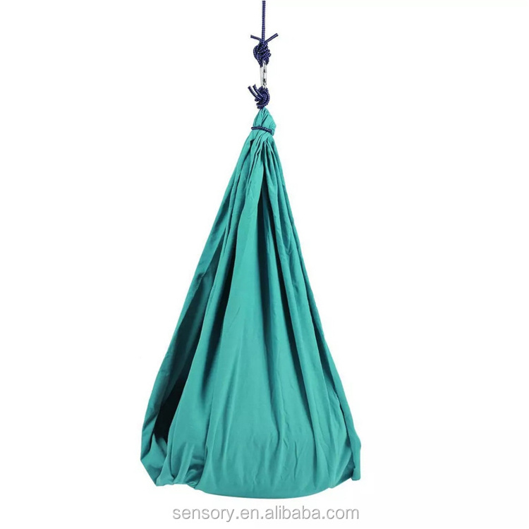 Easily folding ground stand therapy kids hammock double layer eco-friendly cotton sensory pod swing for Autism adults relax