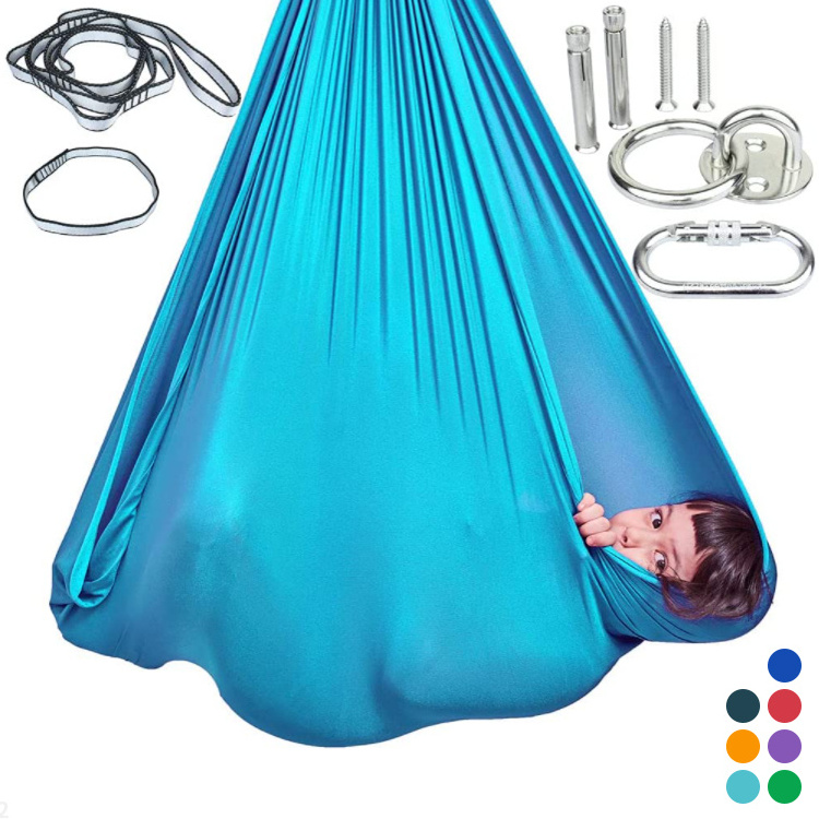 Support sample silky feeling nylon lycra raindrop yoga sensory swing uk with special needs autism kids children adults