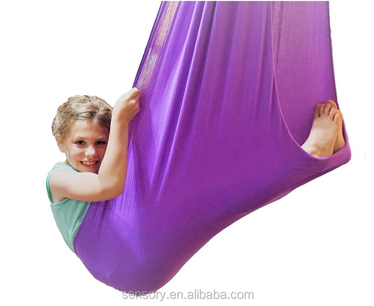 Support sample silky feeling nylon lycra raindrop yoga sensory swing uk with special needs autism kids children adults