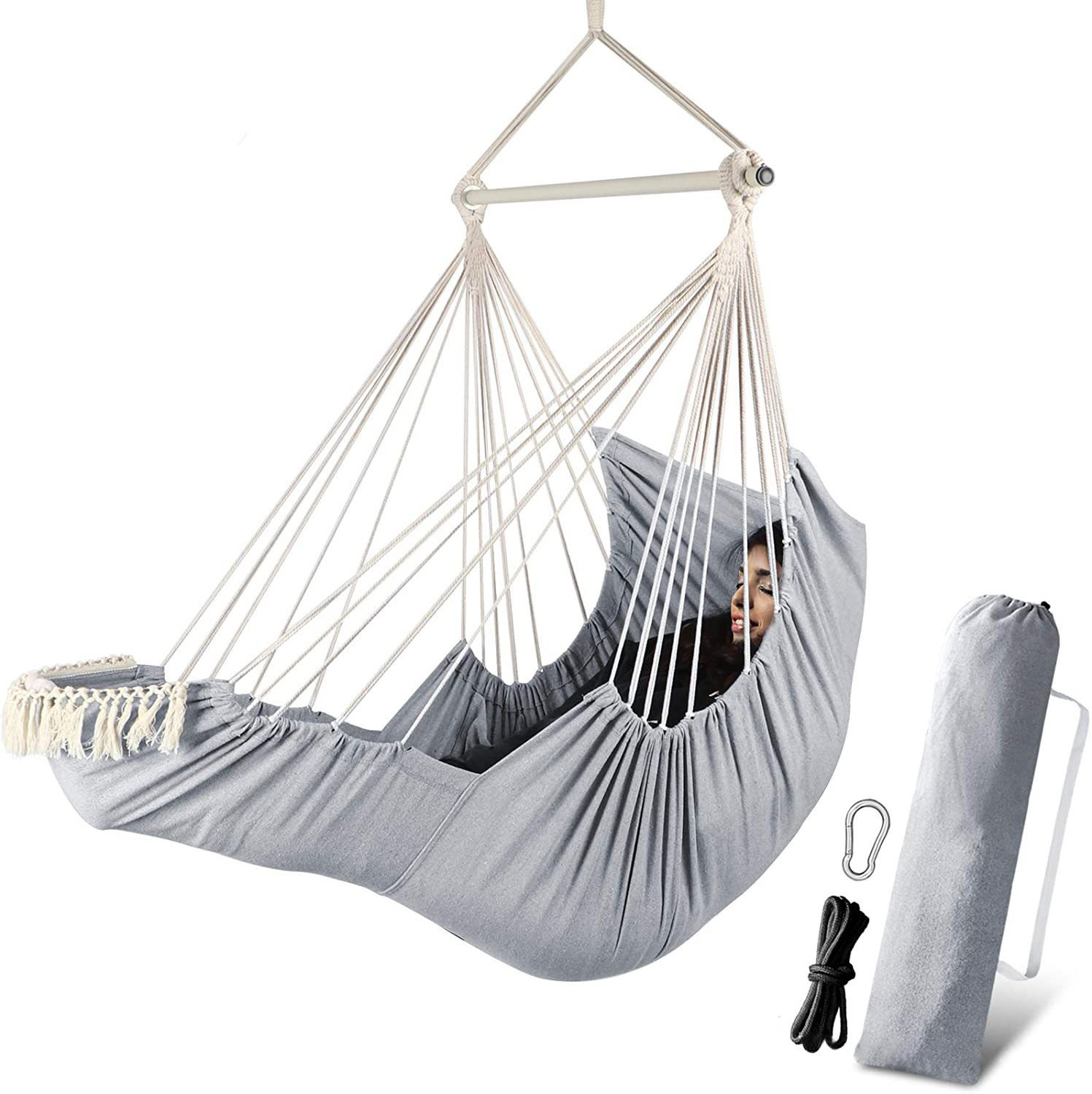 Outdoor Indoor Garden Hammock Golden Rope Cotton Crib Rocking Hanging Chair Hammock