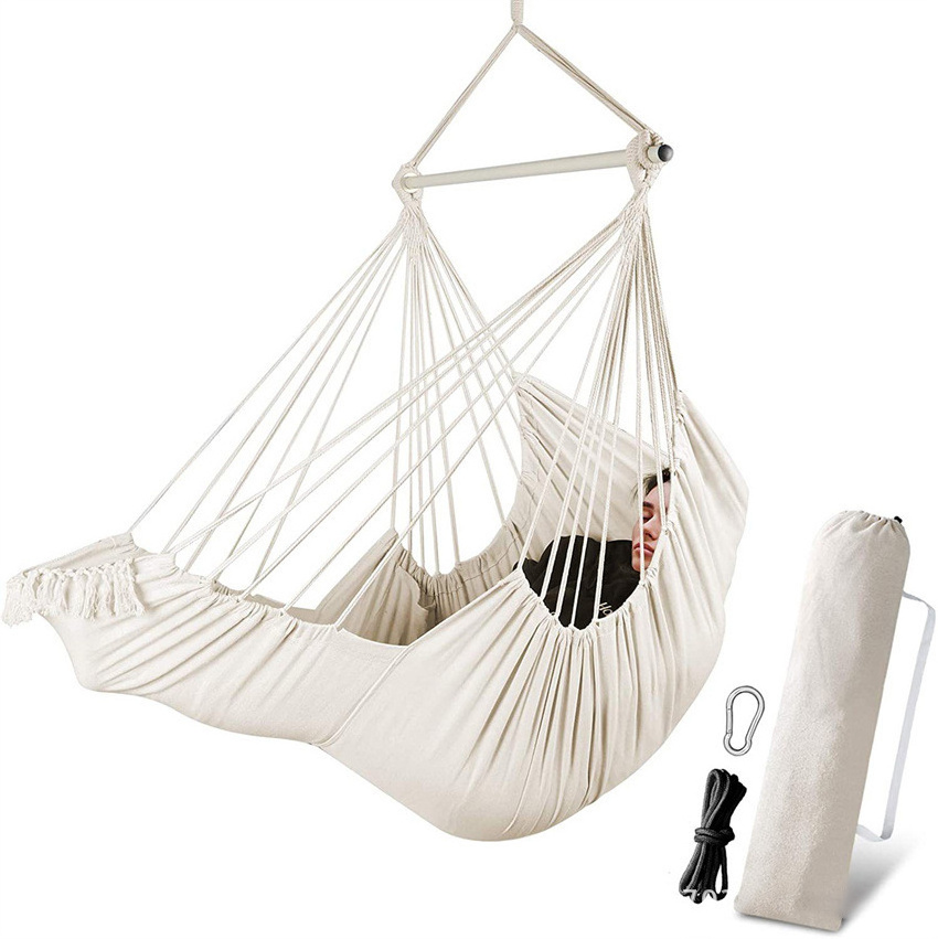 Outdoor Indoor Garden Hammock Golden Rope Cotton Crib Rocking Hanging Chair Hammock