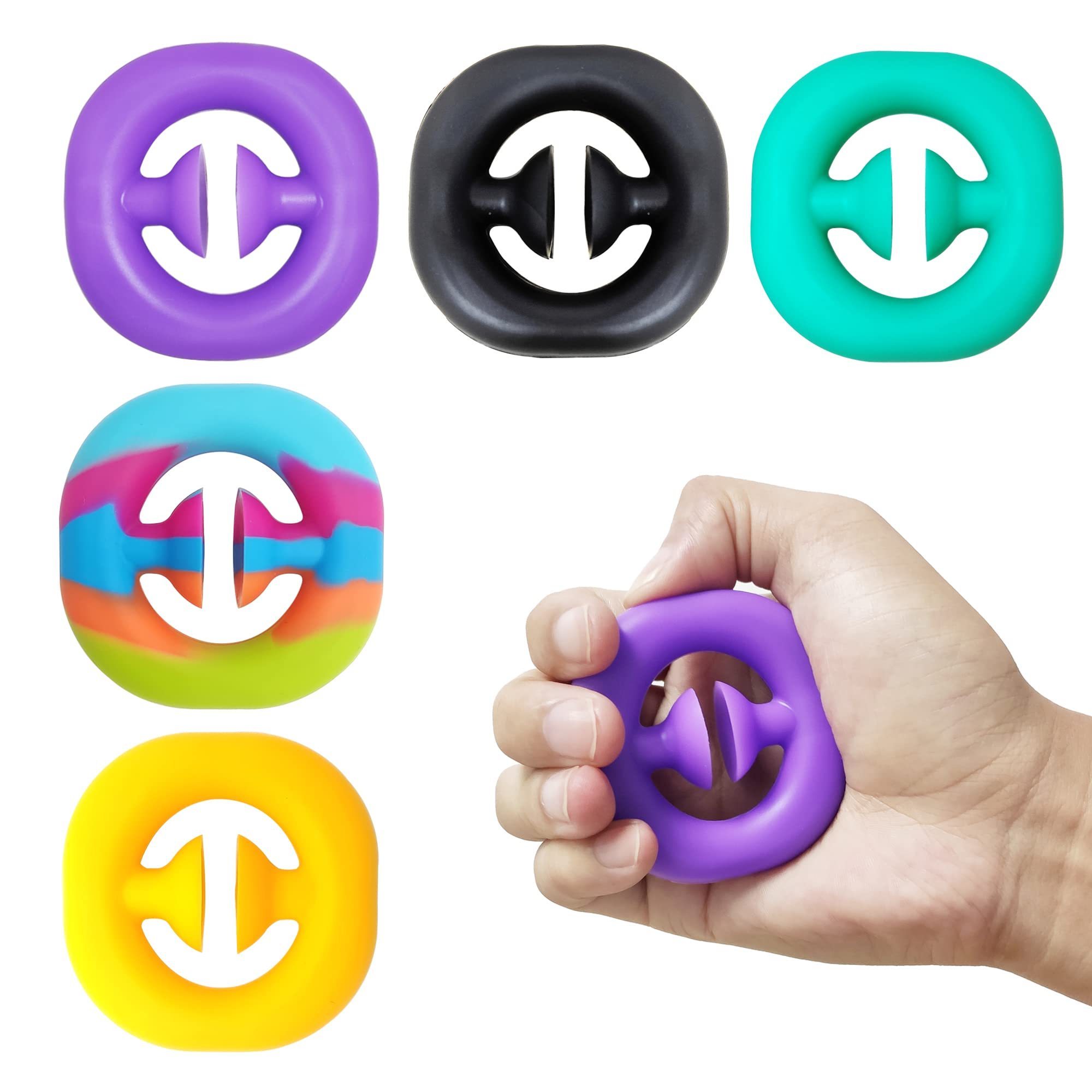 Sensory Squeeze Hand Ring Silicone Fidget Toys Decompression Grip Exercise Fingers Snap Pop Fidget For Kids