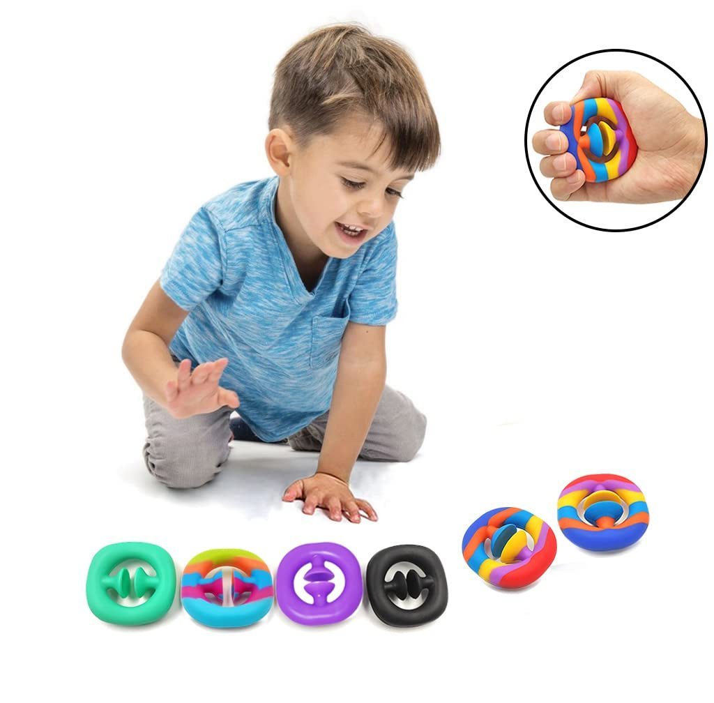 Sensory Squeeze Hand Ring Silicone Fidget Toys Decompression Grip Exercise Fingers Snap Pop Fidget For Kids