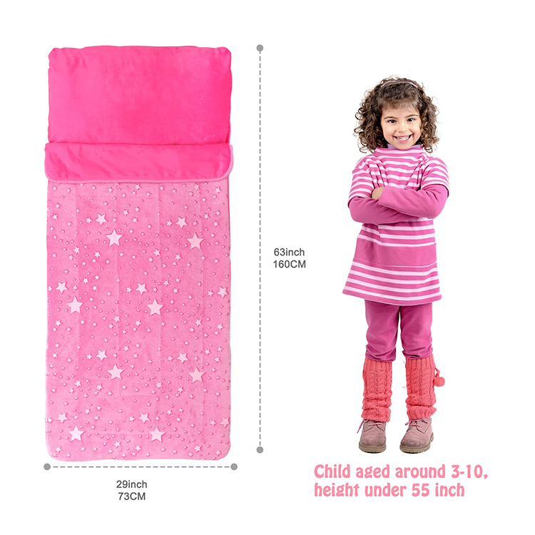 High Quality 100% polyester flannel fleece warm comfortable Luminous Moon Star Glow in the dark kids nap mat For Kids