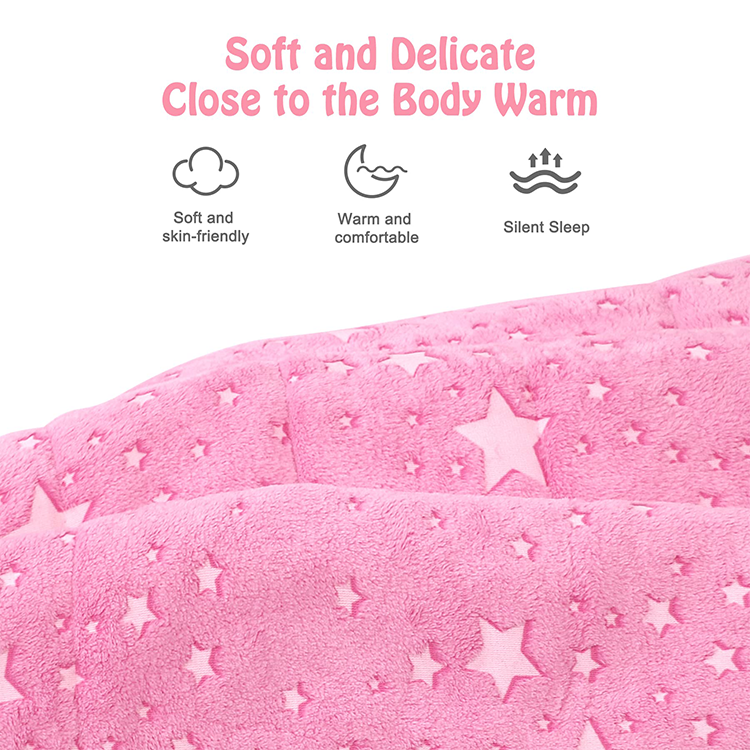 High Quality 100% polyester flannel fleece warm comfortable Luminous Moon Star Glow in the dark kids nap mat For Kids