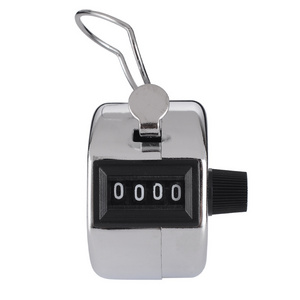 Stainless Metal Mini Handheld Manual 4 Digit Number Hand Tally Counter Clicker Silver Color